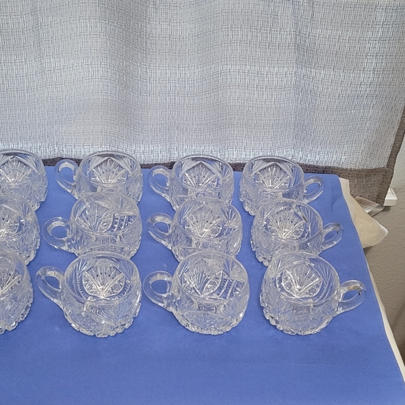 ❤VINTAGE AMERICAN BRILLIANT CUT CRYSTAL CUP SET 12 PIECES - Picture 3 of 7